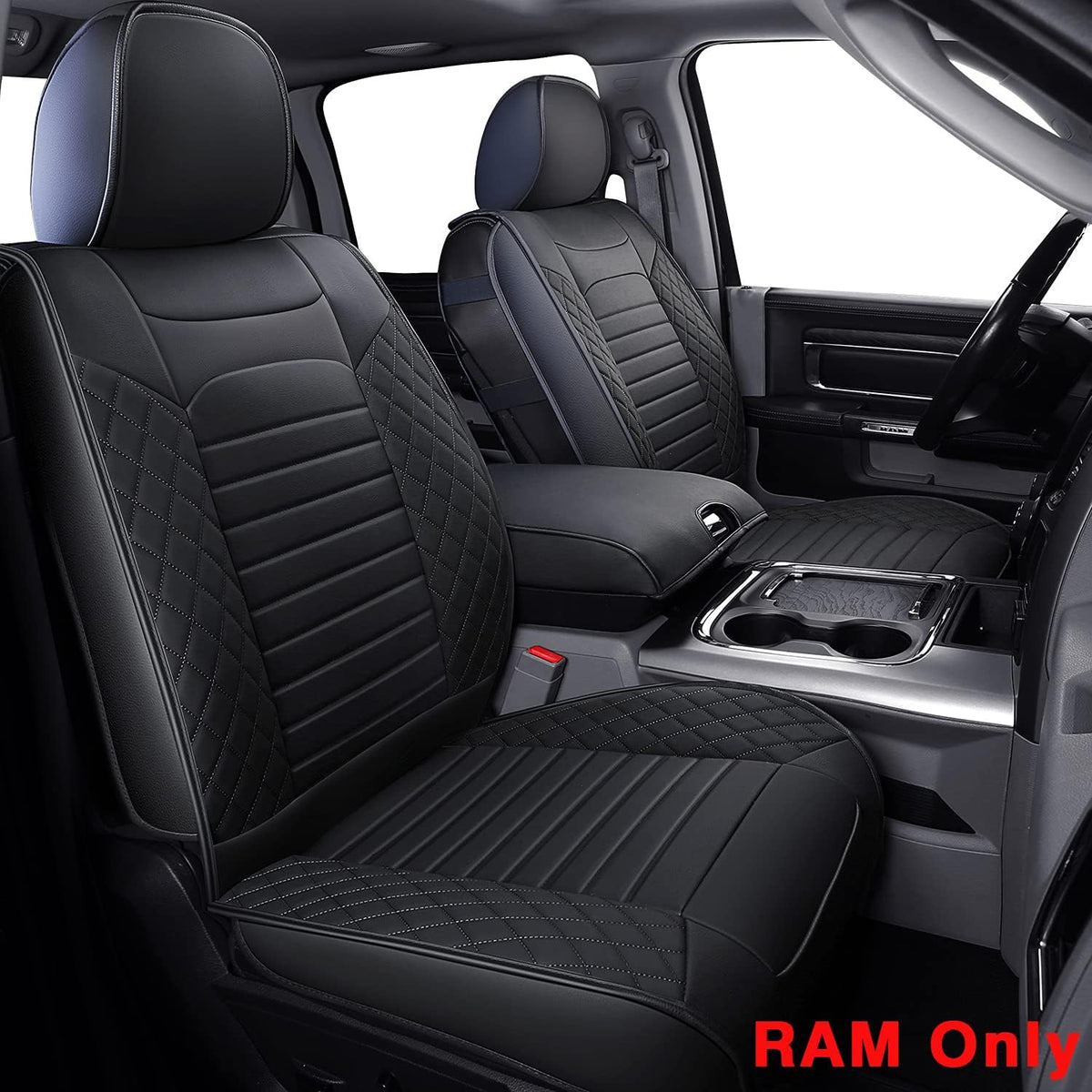 Black Waterproof Faux Leather Seat Covers Full Set X9515
