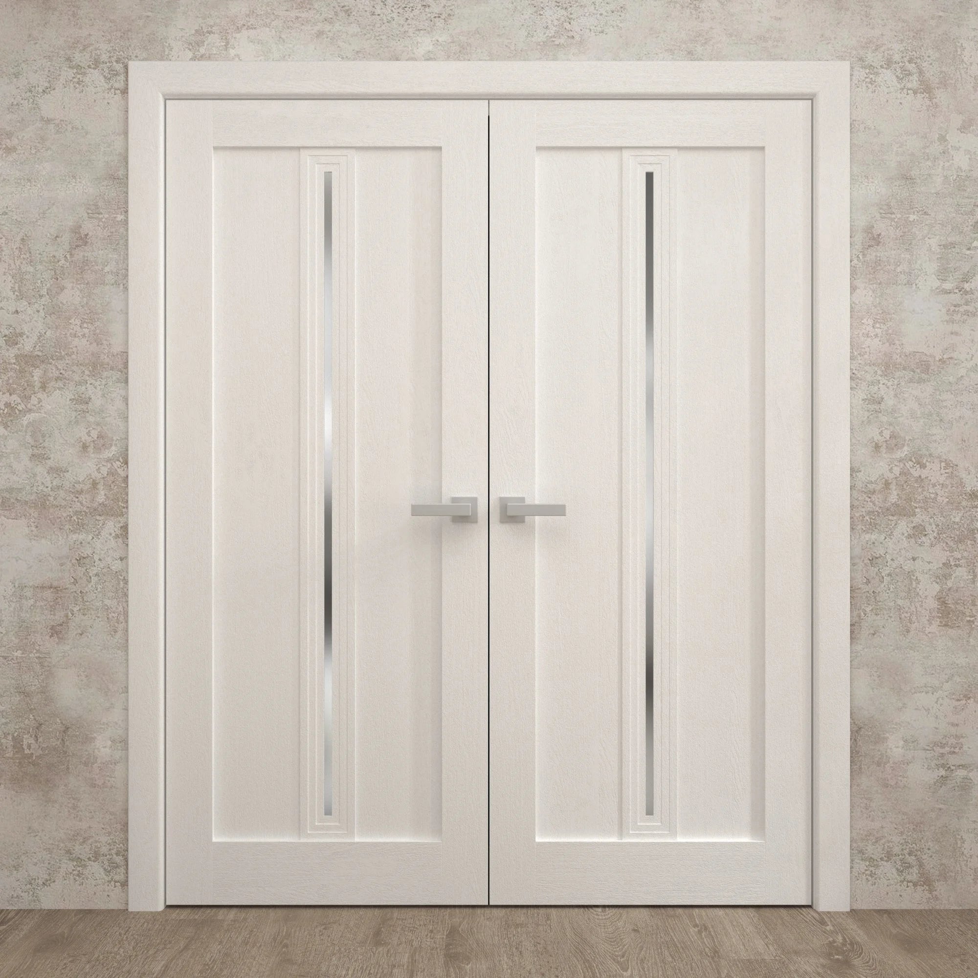 Solid French Double Doors 36 x 80 inches Painted White Oak Wood N957208