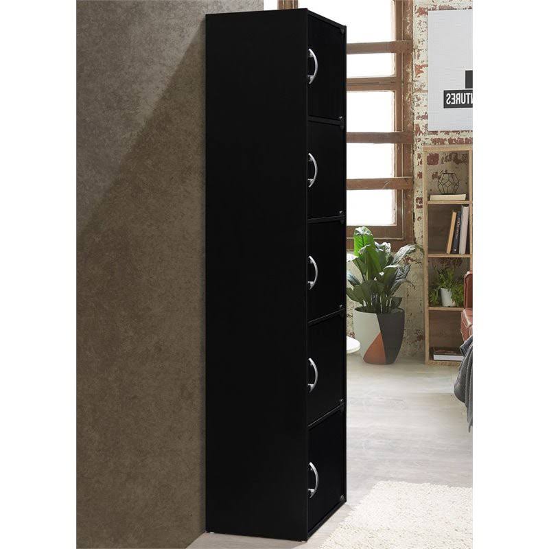 5 Shelf 5 Door Bookcase in Black M40985
