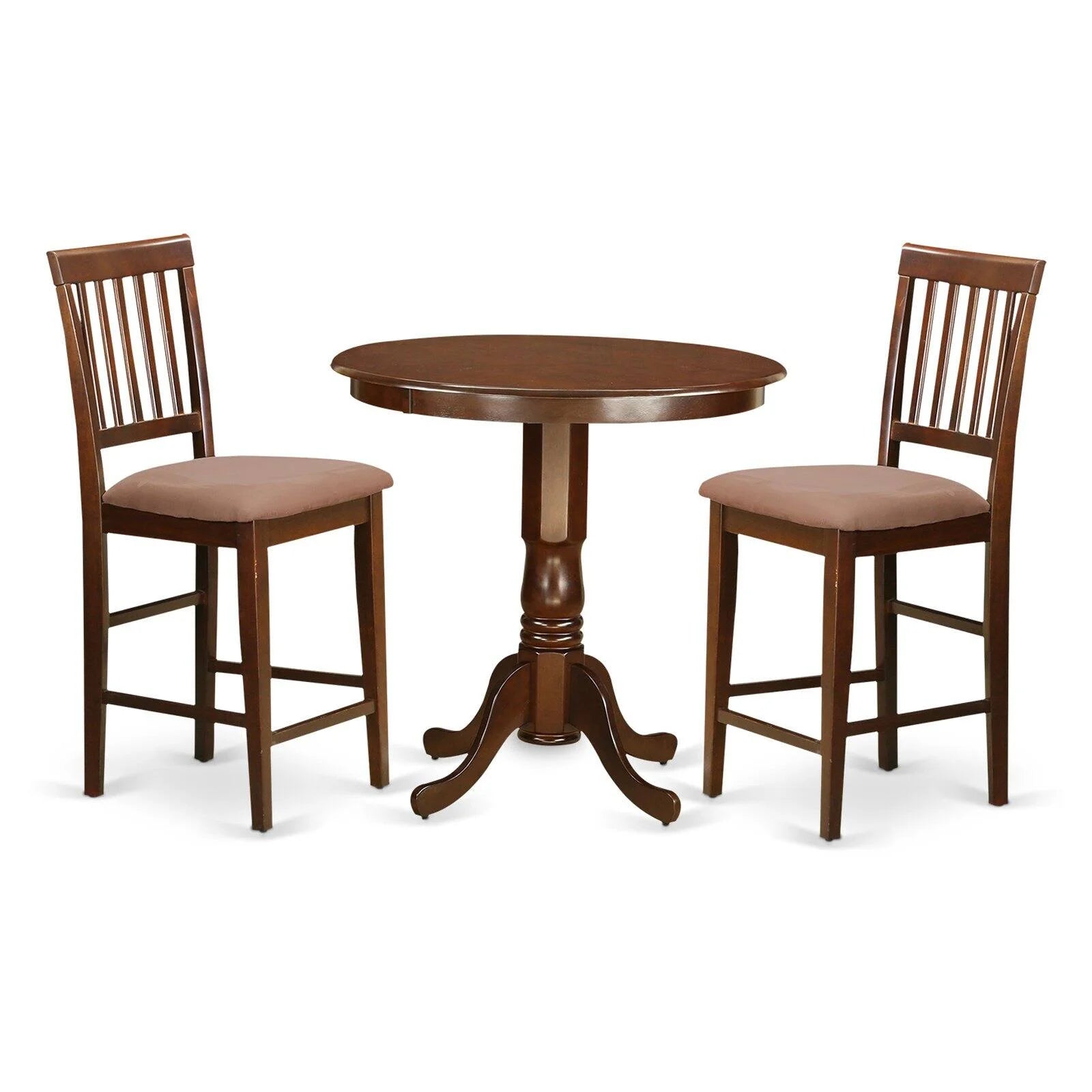 3-piece Pub Table and Dining Chair Set in Mahogany Y481