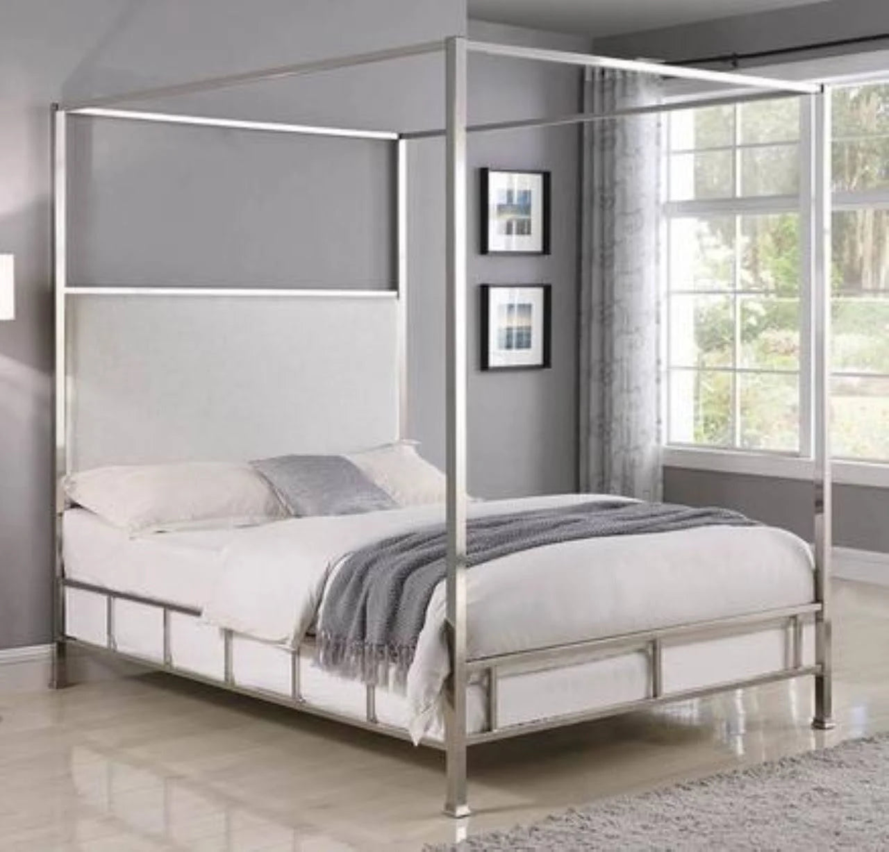 Ivory Full Canopy Bed F9817