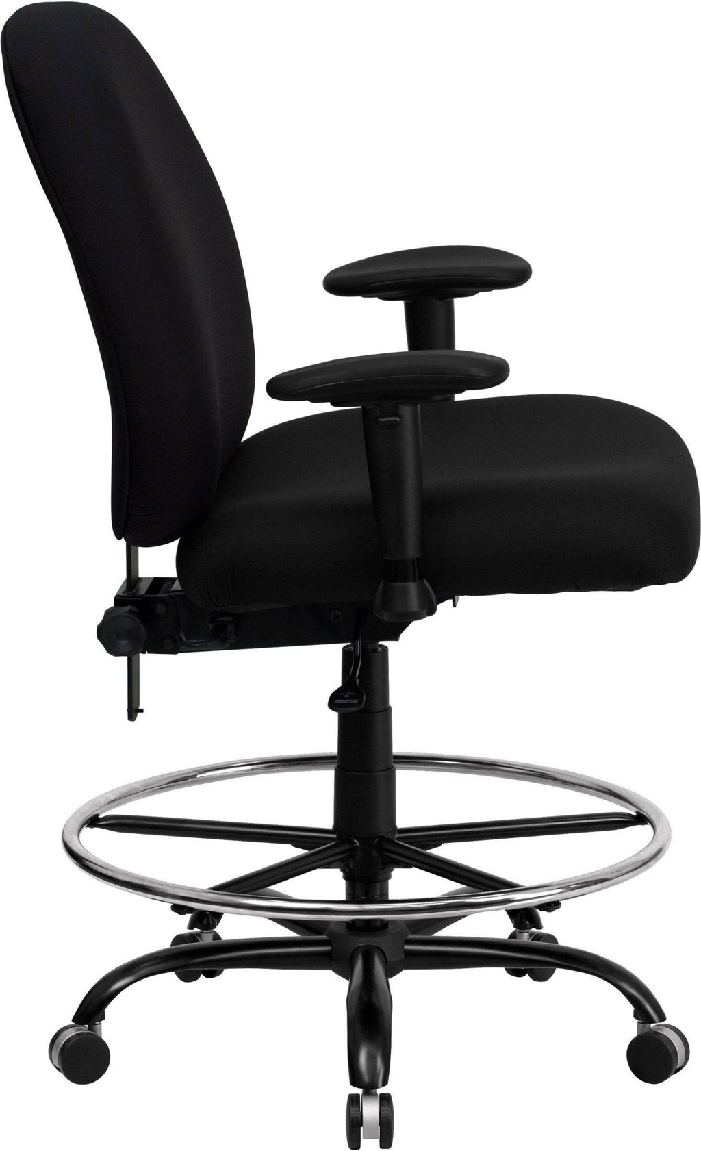 Black Fabric Drafting Chair With Arms Q776