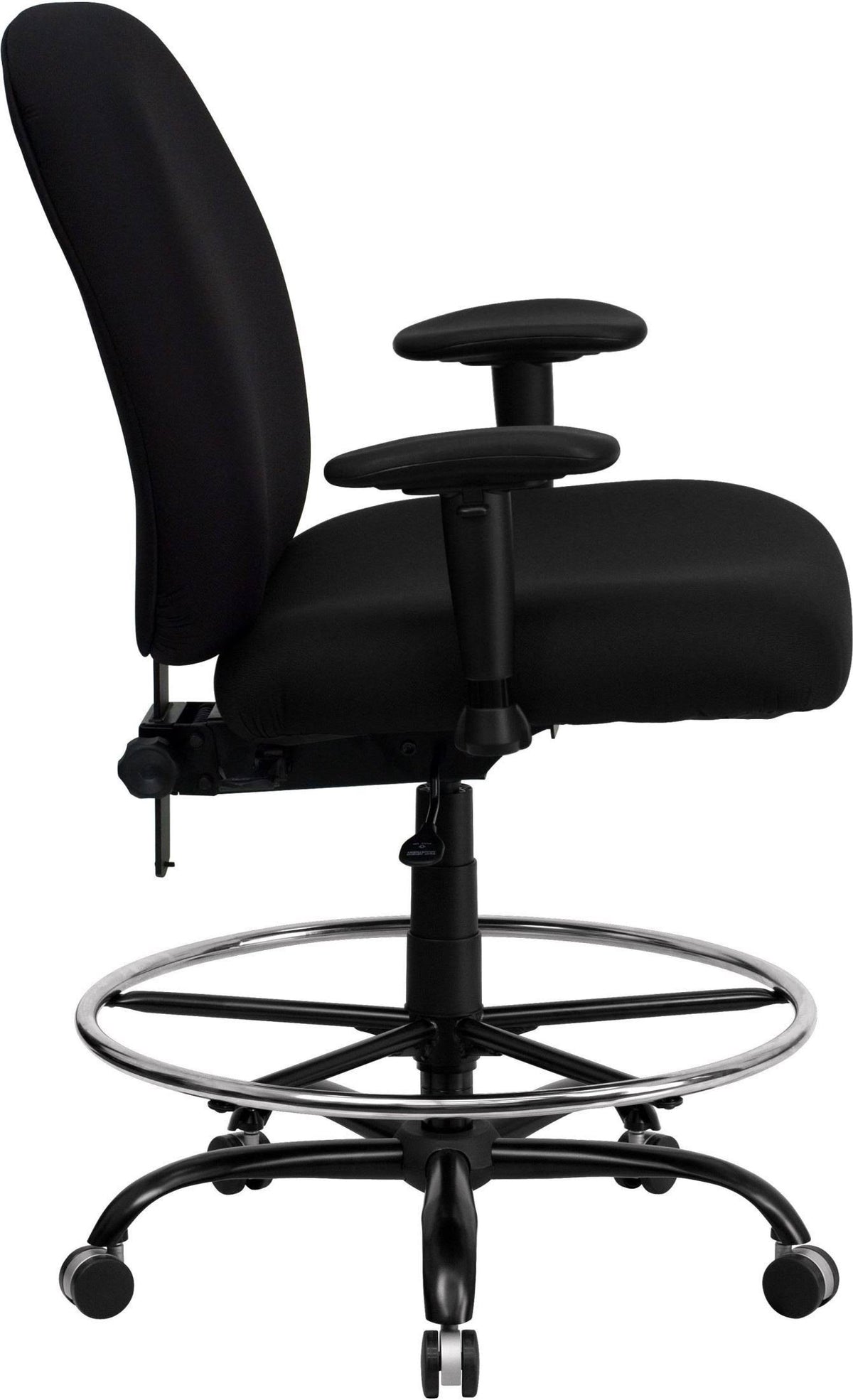 Black Fabric Drafting Chair With Arms Q776