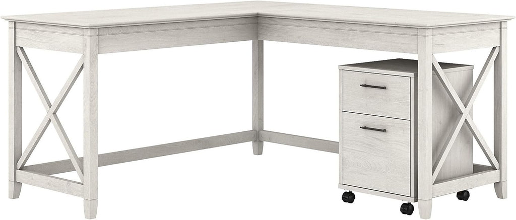 Dark Gray Hickory L Shaped Desk with 2 Drawer Mobile File Cabinet I246222