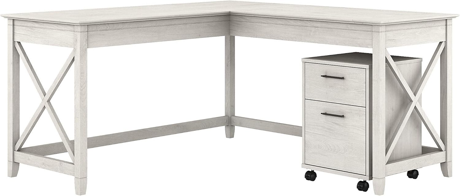 Dark Gray Hickory L Shaped Desk with 2 Drawer Mobile File Cabinet I246222