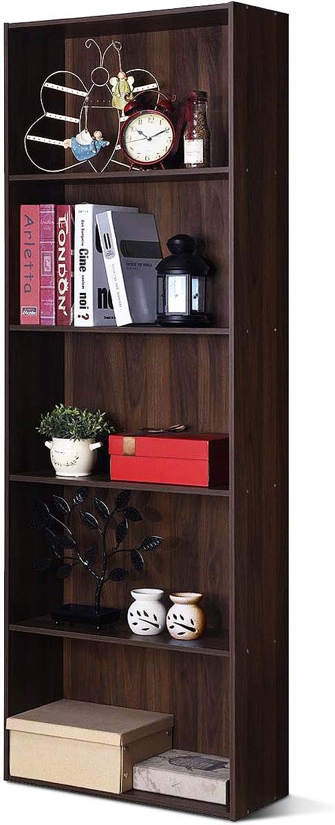 5-Shelf Wood Open Bookshelf E863154