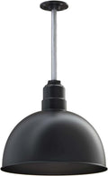 Black Matte Exterior Brass Interior Round Dome Pendant Light E429