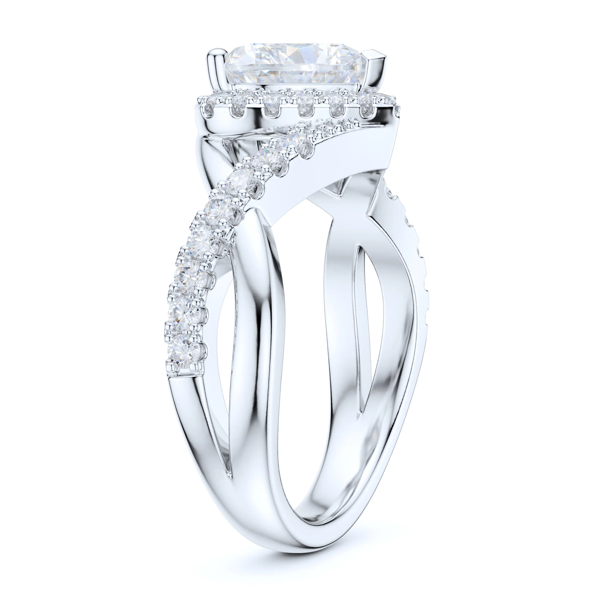 Split Shank Simulated Diamond Halo Ring O267667