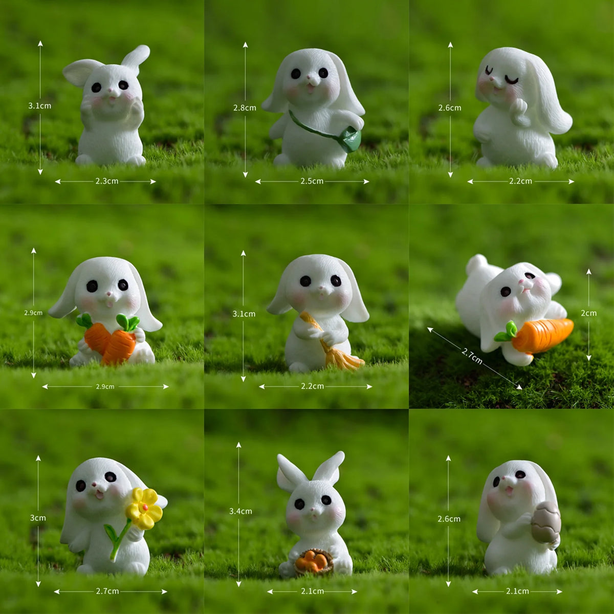 Bunny Figurine Resin Rabbit Miniature H2235