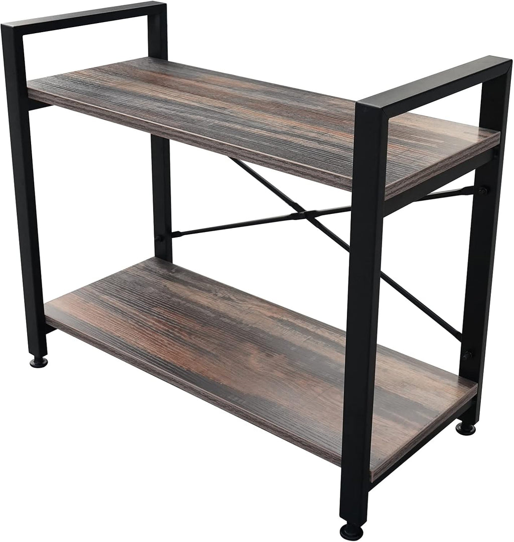 3 Tier Industrial Wood Bookshelf, Black/Brown B291252