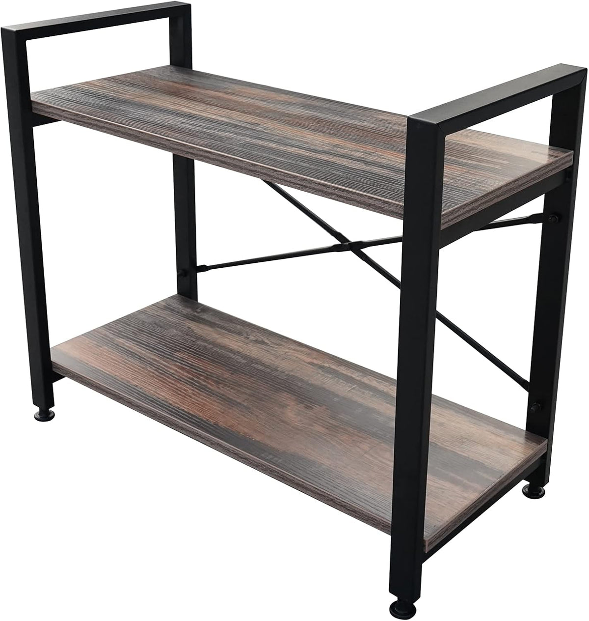 3 Tier Industrial Wood Bookshelf, Black/Brown B291252