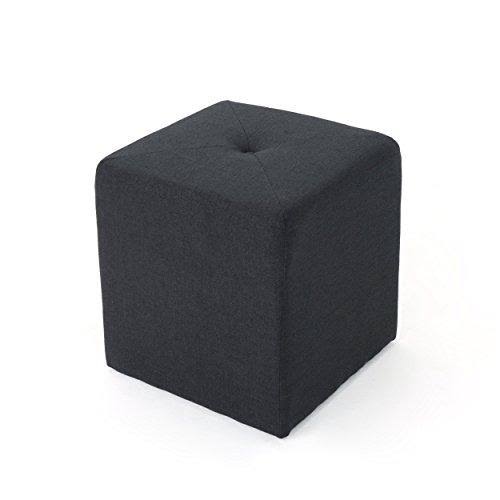 Dark Charcoal Fabric Square Ottoman D6165