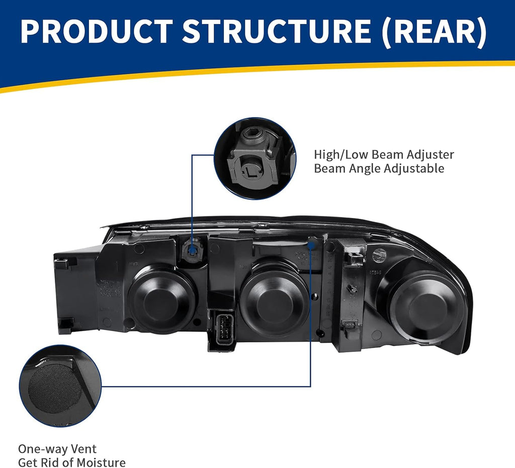 Headlight Assembly Compatible with 2000-2005 Chevy Impala M9909