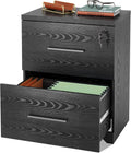 Black 2-Drawer Wood Lateral File Cabinet with Lock D2747