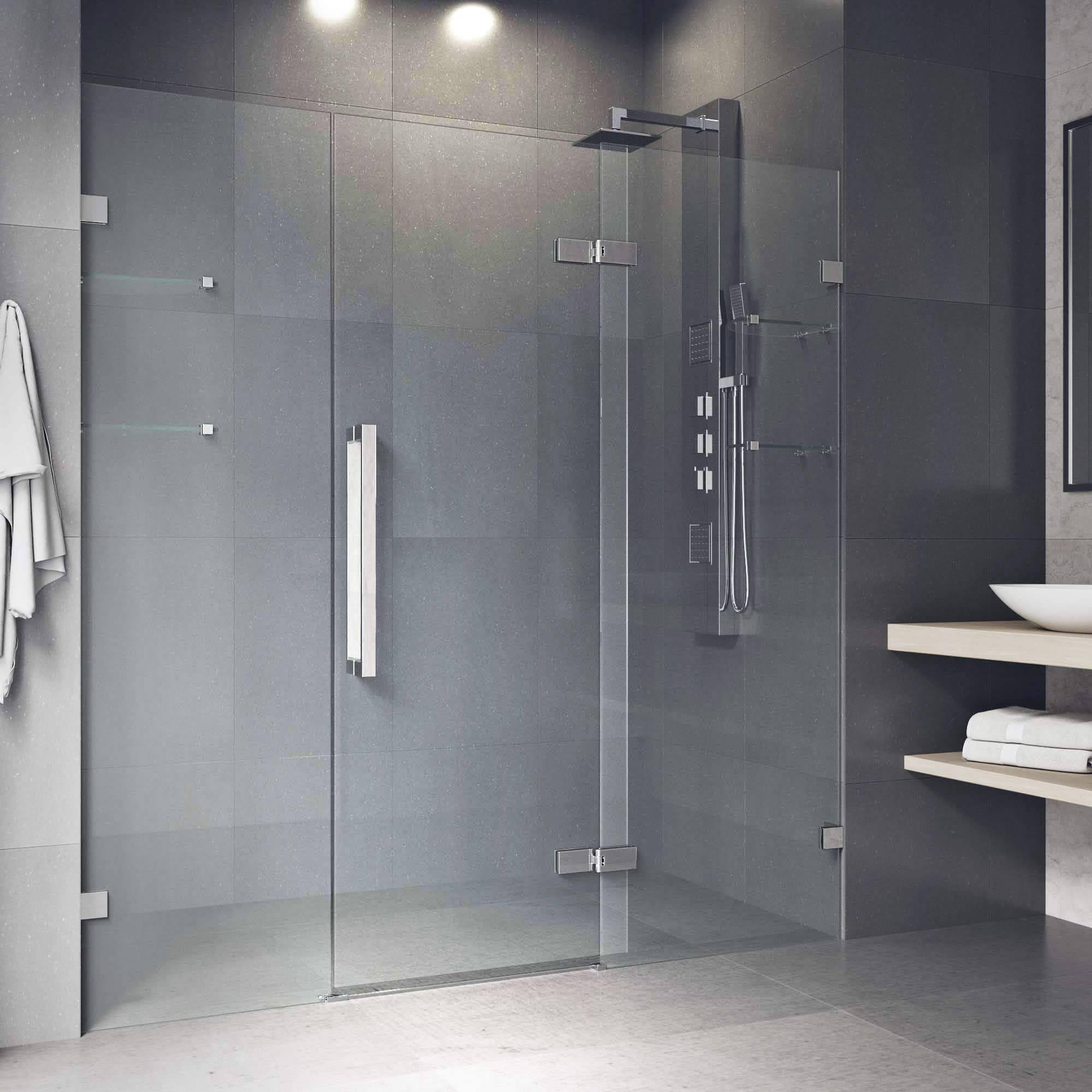 Chrome Adjustable Frameless Hinged Shower Door, 74x22H S958299