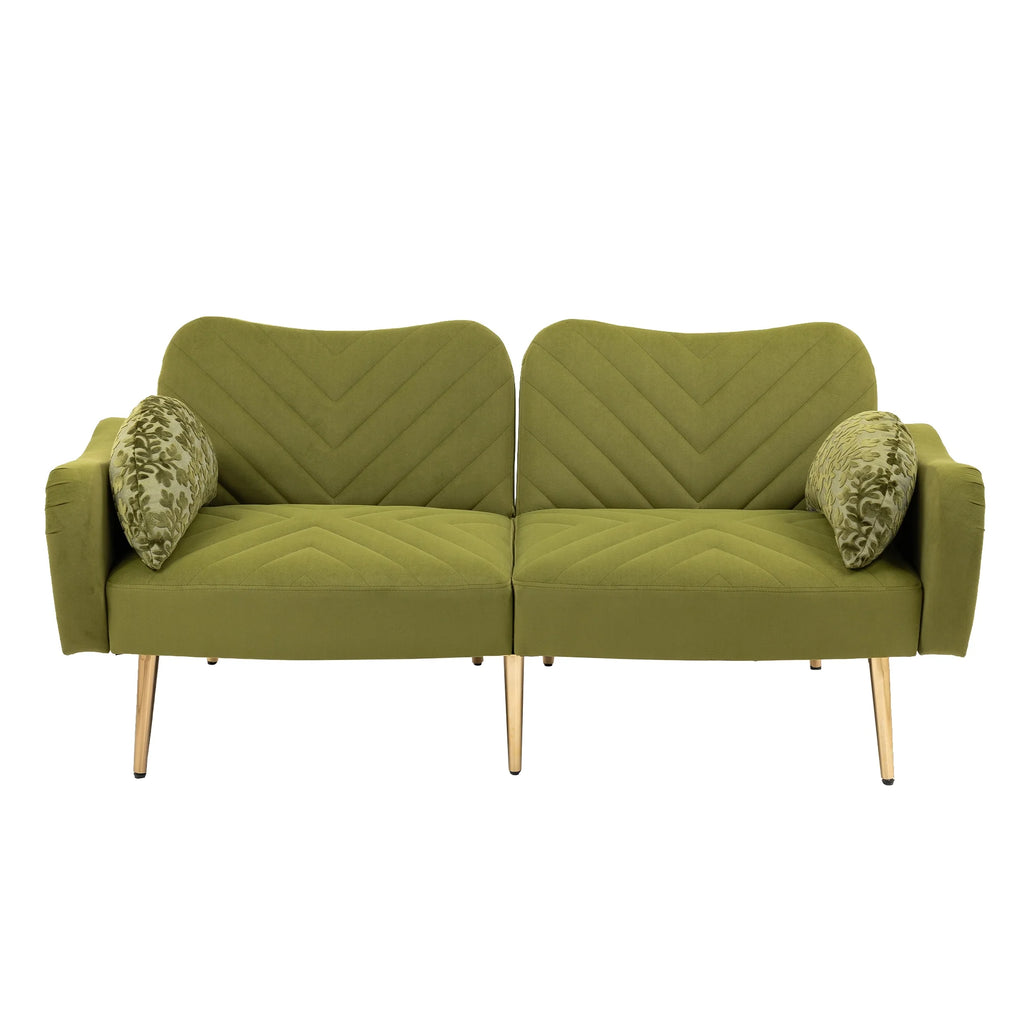 Velvet Love Seats Sofa with 2 Bolster Pillows F721