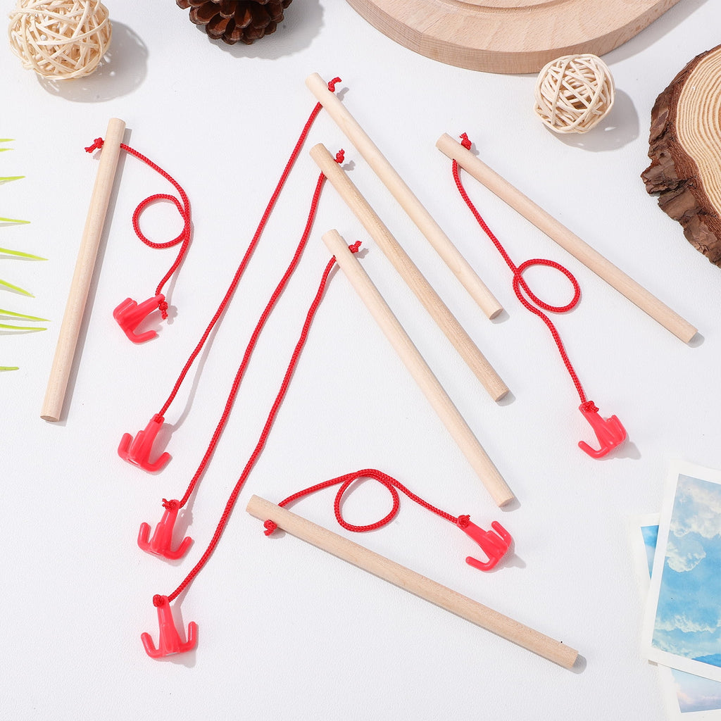 8 Pcs Magnetic Fishing Poles Wooden Fishing Rods Fishing Game Tools Early Educational Plaything K8967