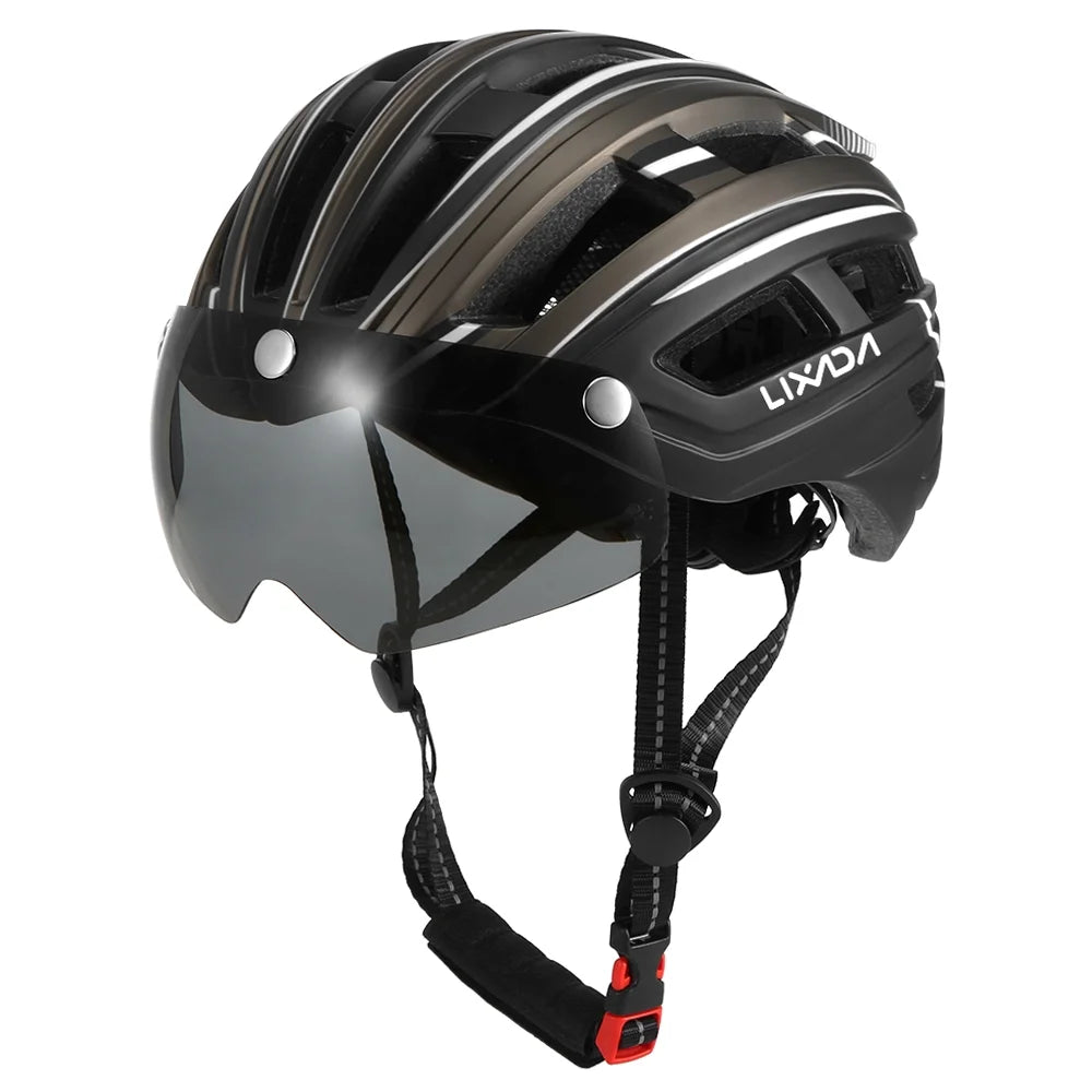 Mountain Bike Helmet Motorcycling Helmet with Back Light Detachable Magnetic Visor UV Protective L725