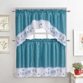 Turquoise 3-Piece Kitchen Curtain Tiers & Swag Set, 58x36 & 28x36 inches B288