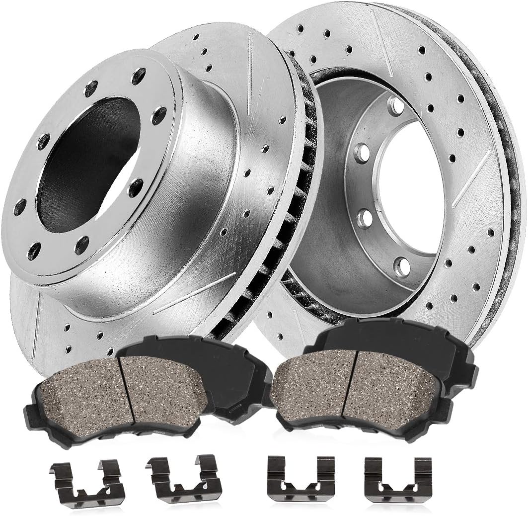 8 Lug Rotors + Ceramic Brake Pads + Clips L99840