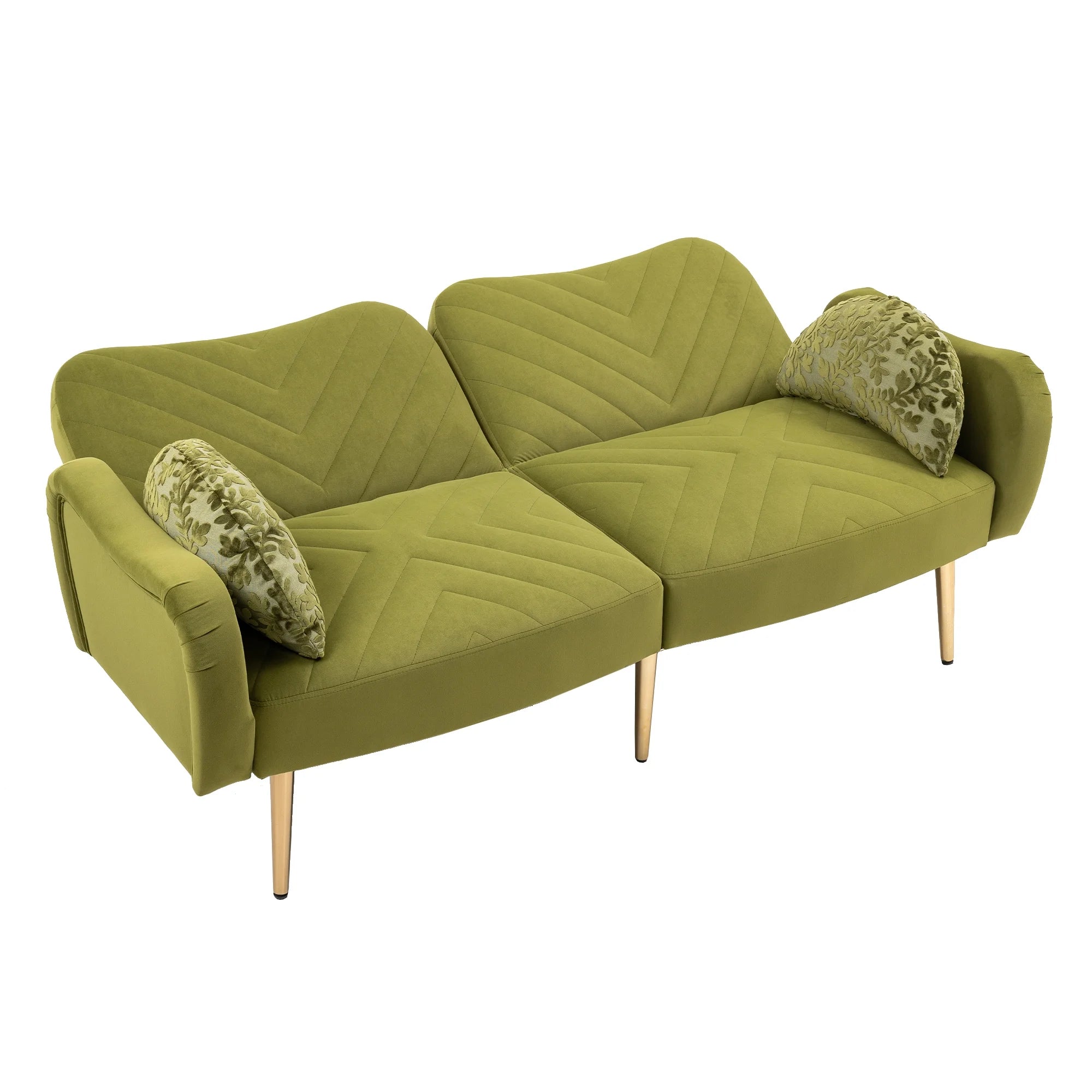 Velvet Love Seats Sofa with 2 Bolster Pillows F721