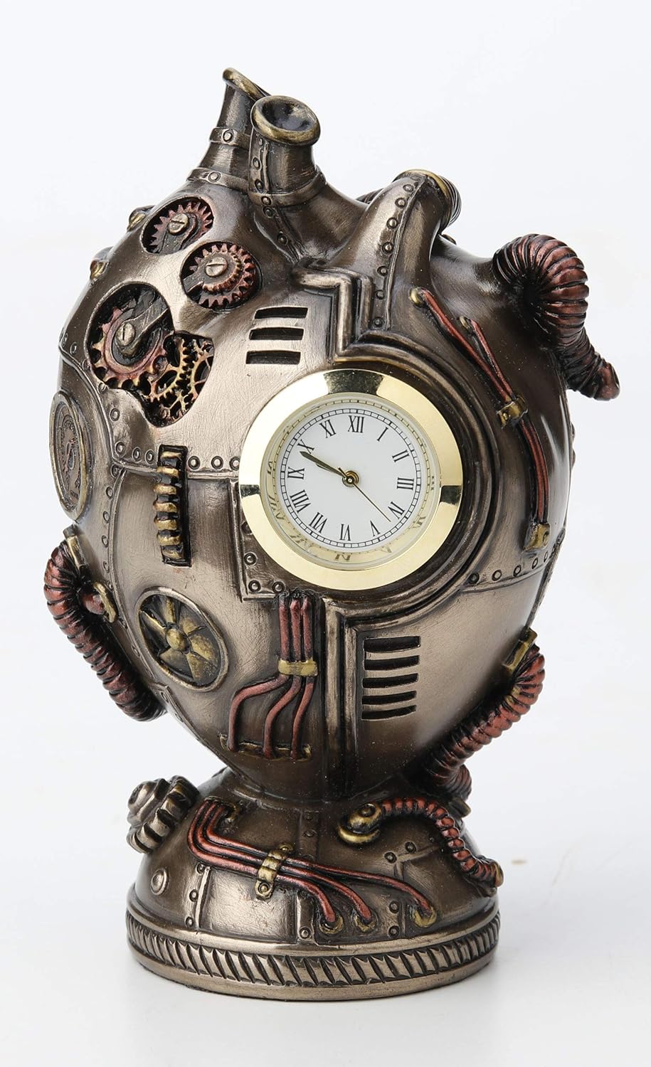 4 1/2 Inch Steampunk Heart Clock Cold Cast Resin Statue B183
