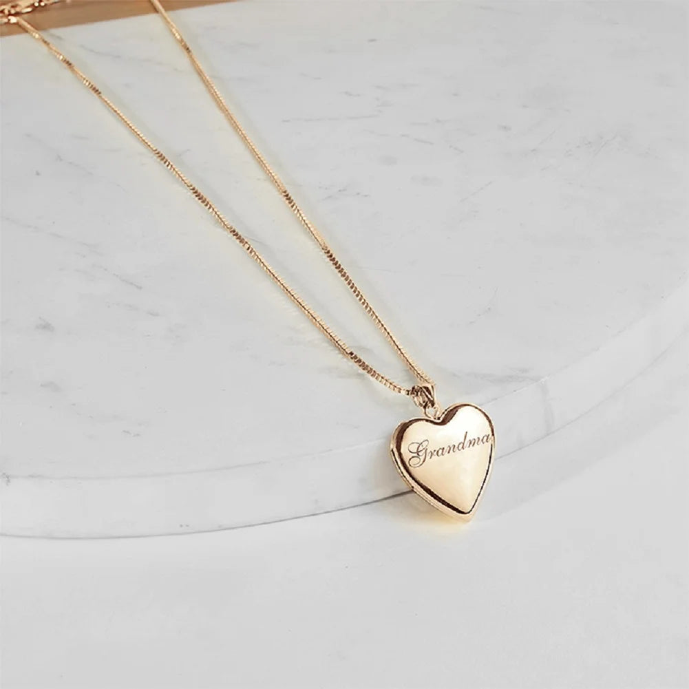 Solid 14K Yellow Gold Sweetheart Locket Necklace Pendants O124