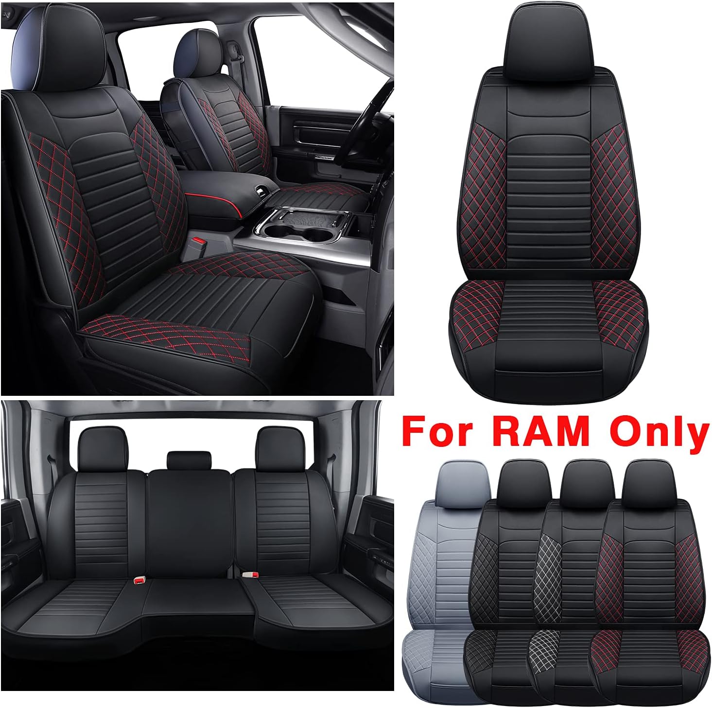 Black Waterproof Faux Leather Seat Covers Full Set X9515
