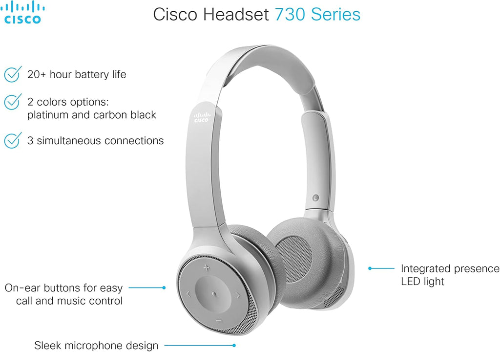 Wireless Dual On-Ear Bluetooth Headset with Case, USB-A HD Bluetooth Adapter, USB-A and 3.5mm Cables, Platinum J8572