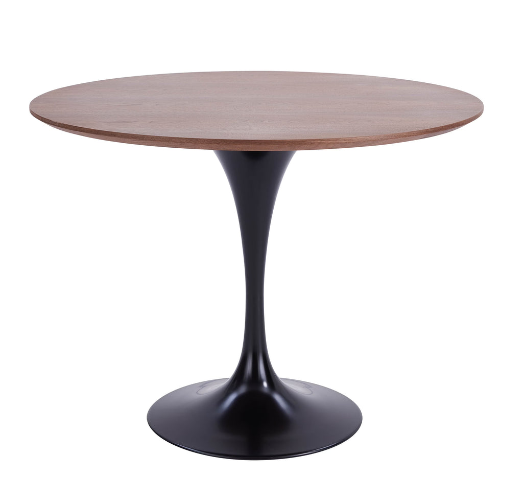 Mid-Century Round Wood Table in Brown/Dark Walnut Q664