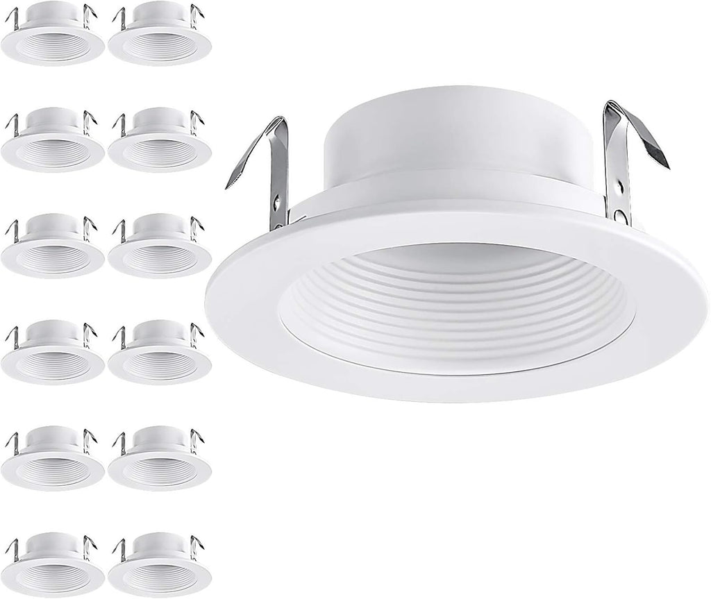 12-Pack 4 Inch Recessed Can Light Trim, Oil Rubbed Bronze Metal Step Baffle Trim T451185