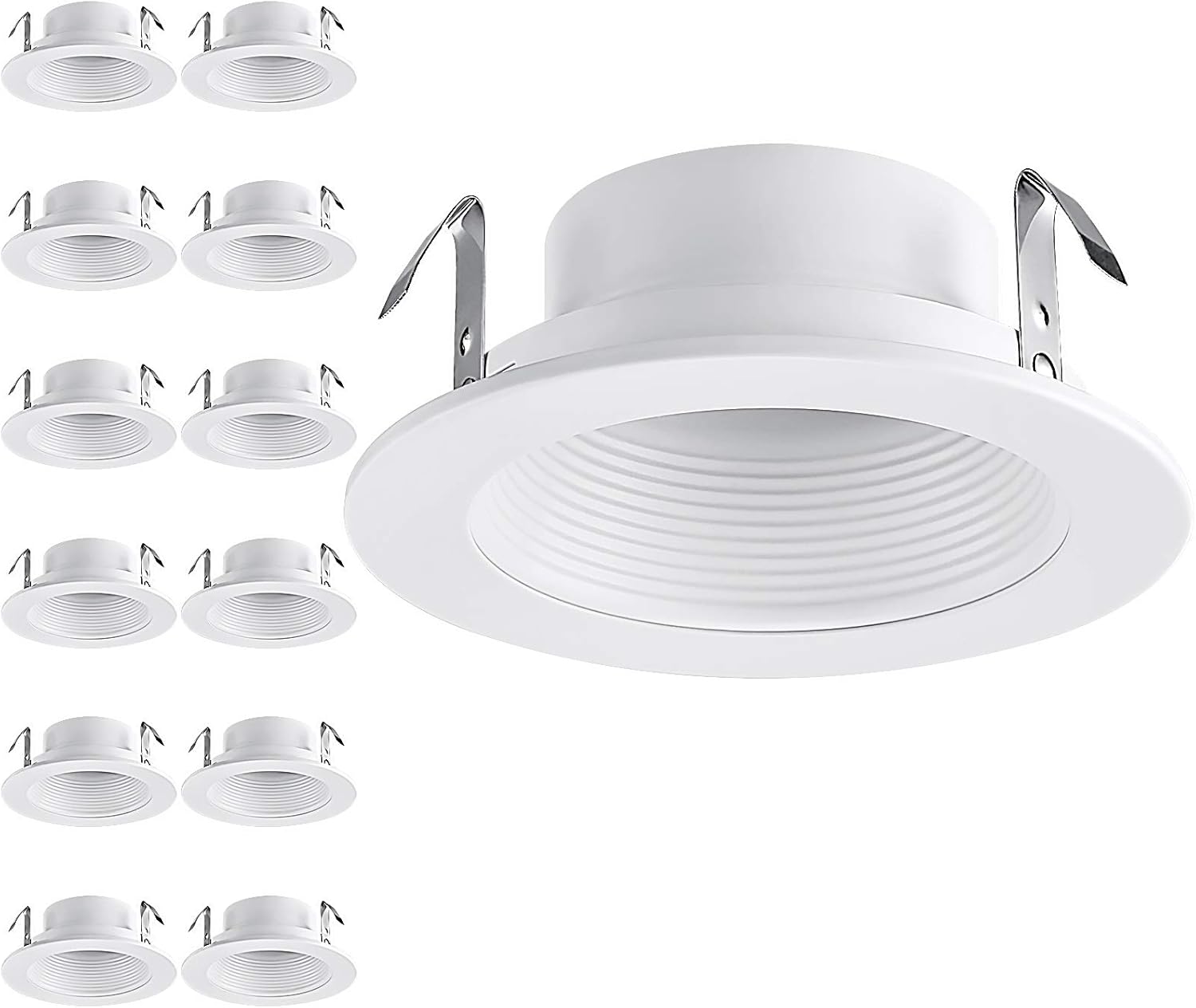 12-Pack 4 Inch Recessed Can Light Trim, Oil Rubbed Bronze Metal Step Baffle Trim T451185