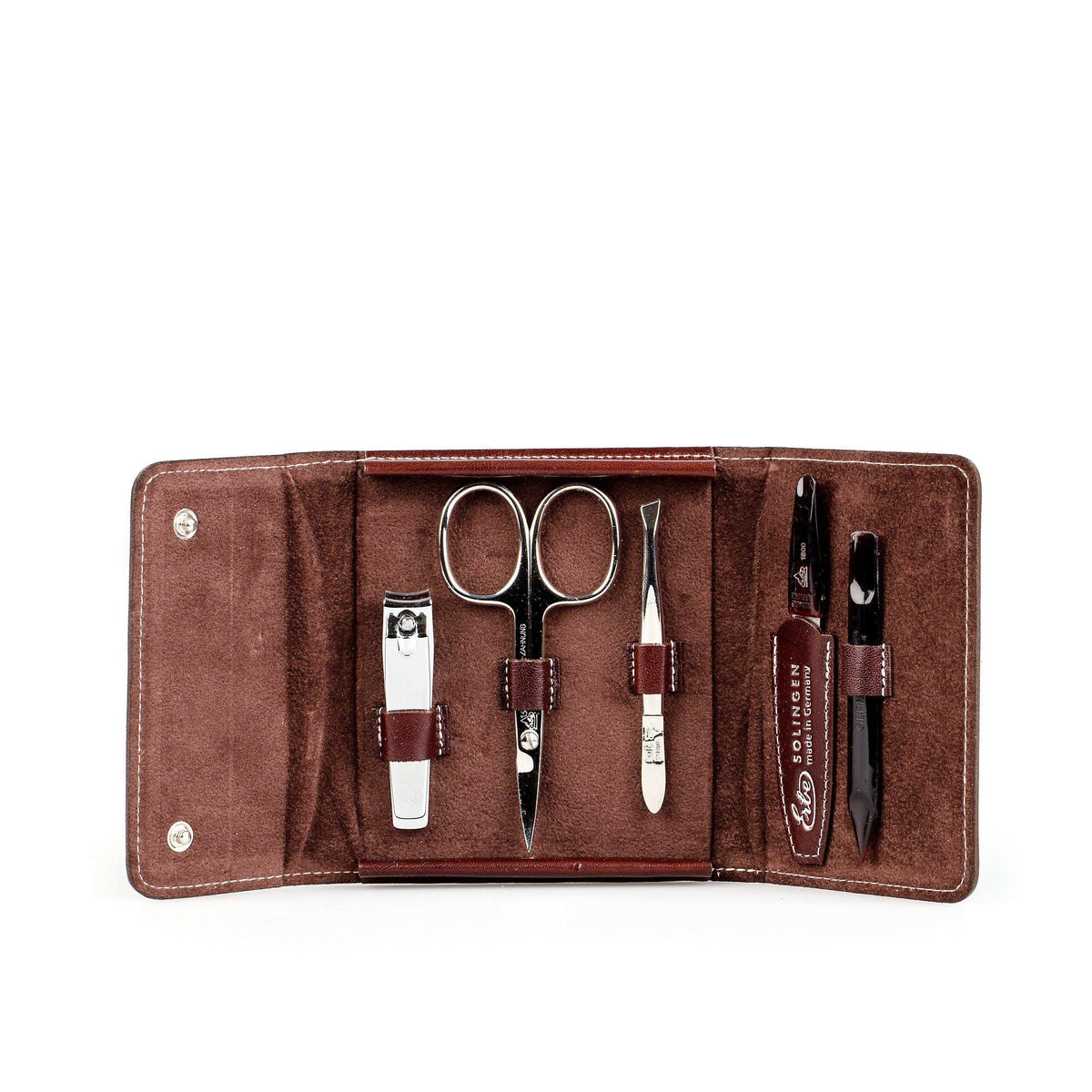 5-Piece Manicure Set with Cowhide Snap Case P817649