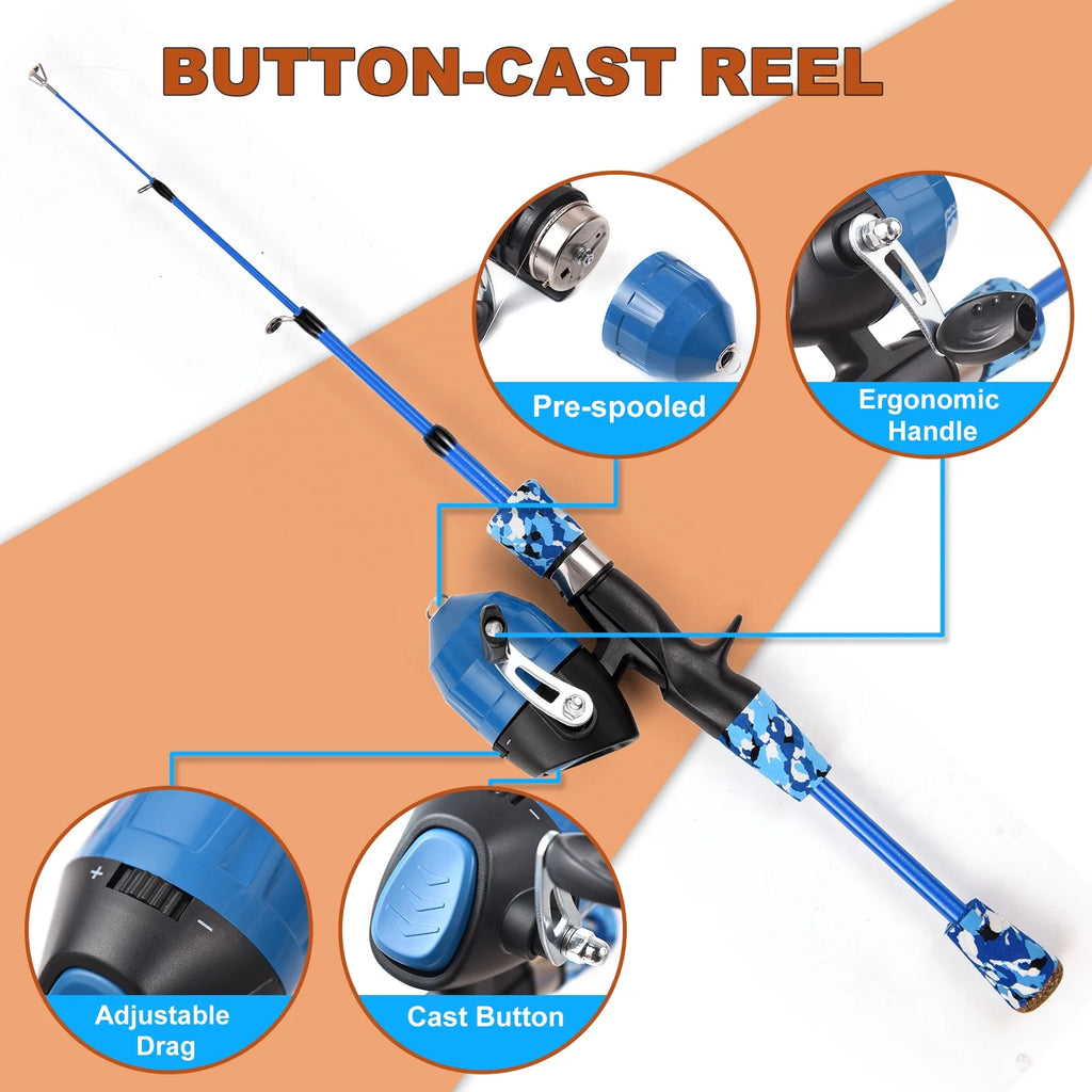 Children's Telescopic Casting Fishing Rod and Reel Kit with Carry Bag W84865