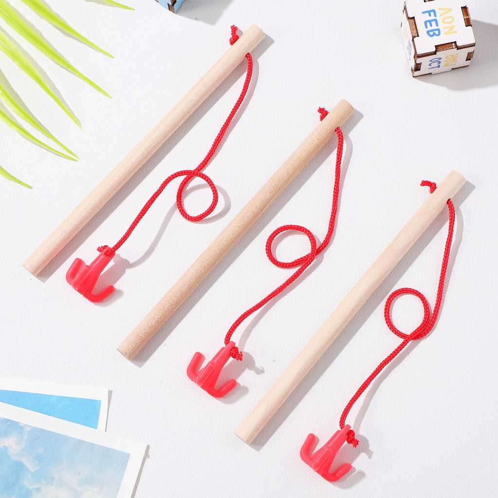 8 Pcs Magnetic Fishing Poles Wooden Fishing Rods Fishing Game Tools Early Educational Plaything K8967
