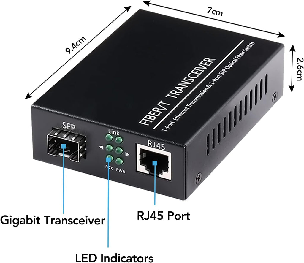 1.25G/s Bidi Gigabit Multi-Mode Fiber Ethernet Media Converter with 2PCS Bidi SFP LC Dual Transceiver Module, 10/100/1000Base-Tx to 1000Base-SX SMF RJ45 to SFP Slot, 550M, Pack of 2 P481242