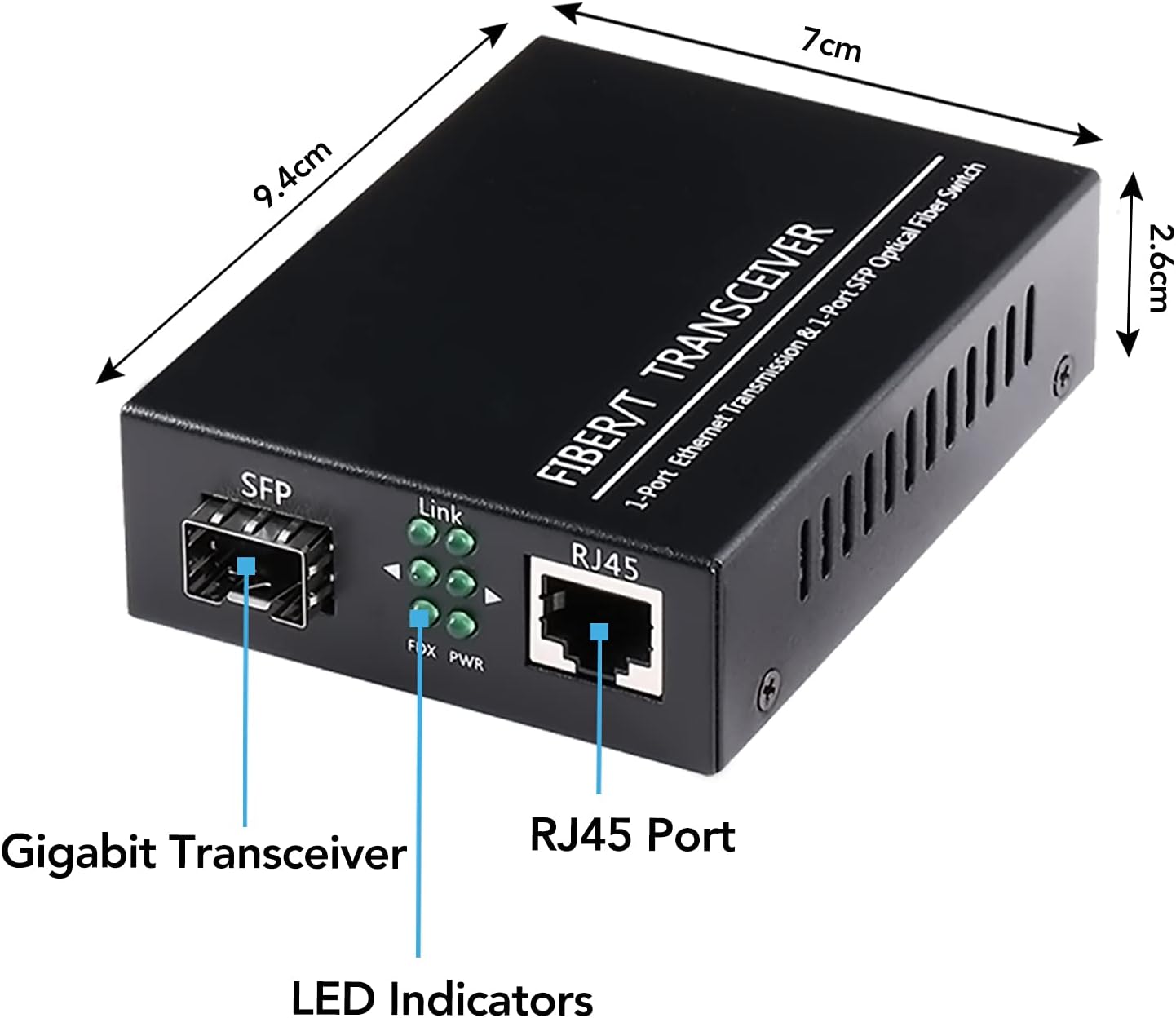 1.25G/s Bidi Gigabit Multi-Mode Fiber Ethernet Media Converter with 2PCS Bidi SFP LC Dual Transceiver Module, 10/100/1000Base-Tx to 1000Base-SX SMF RJ45 to SFP Slot, 550M, Pack of 2 P481242