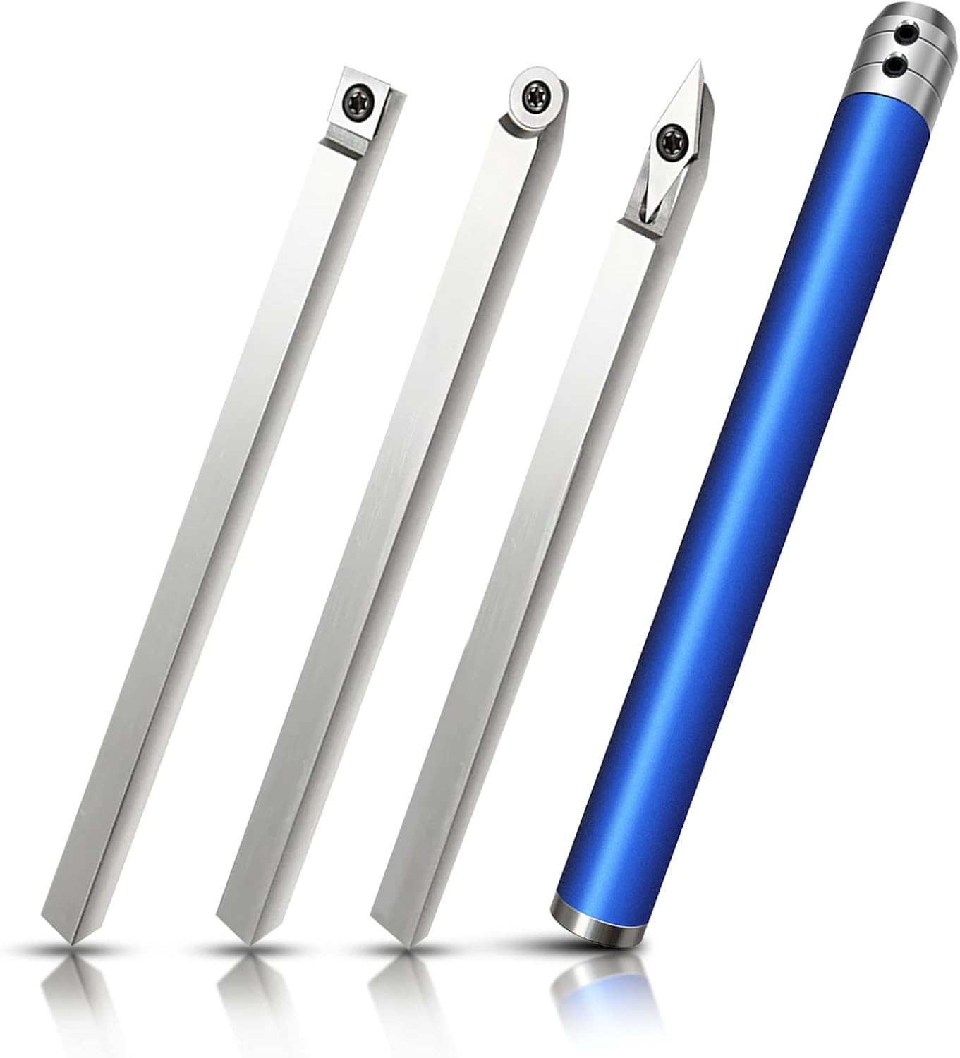 Carbide Tipped Wood Lathe Turning Tools Set with Interchangeable Aluminum Alloy Grip Handle S183216