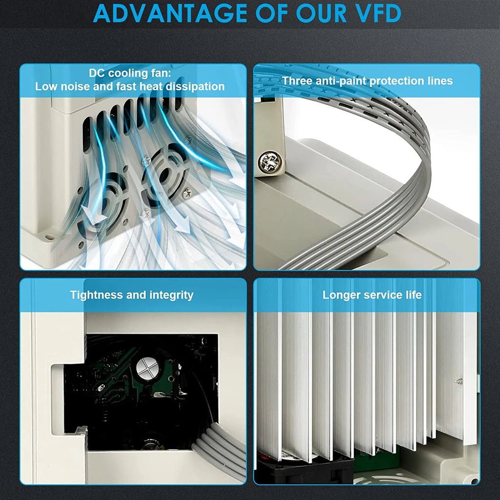1.5kw 2HP 8A VFD Inverter Single Phase to 3 Phase Frequency Converter I10334