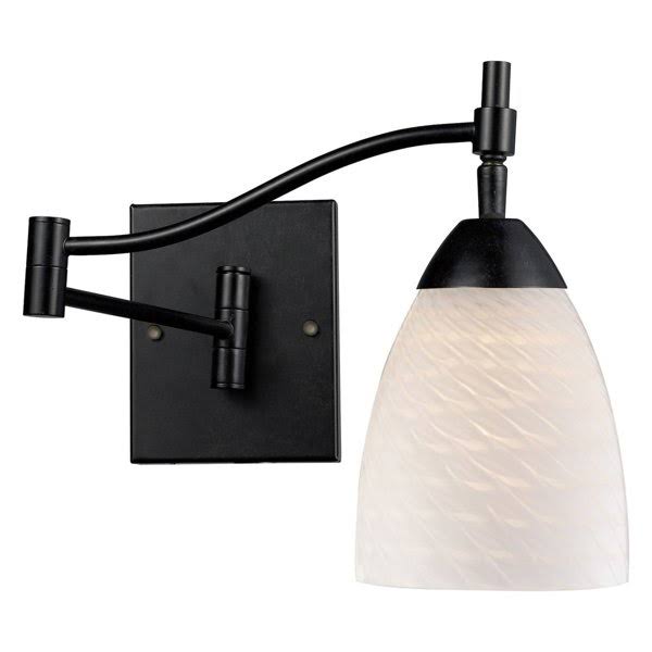 1 Light LED Swingarm Sconce in Dark Rust and White Swirl Glass N47347
