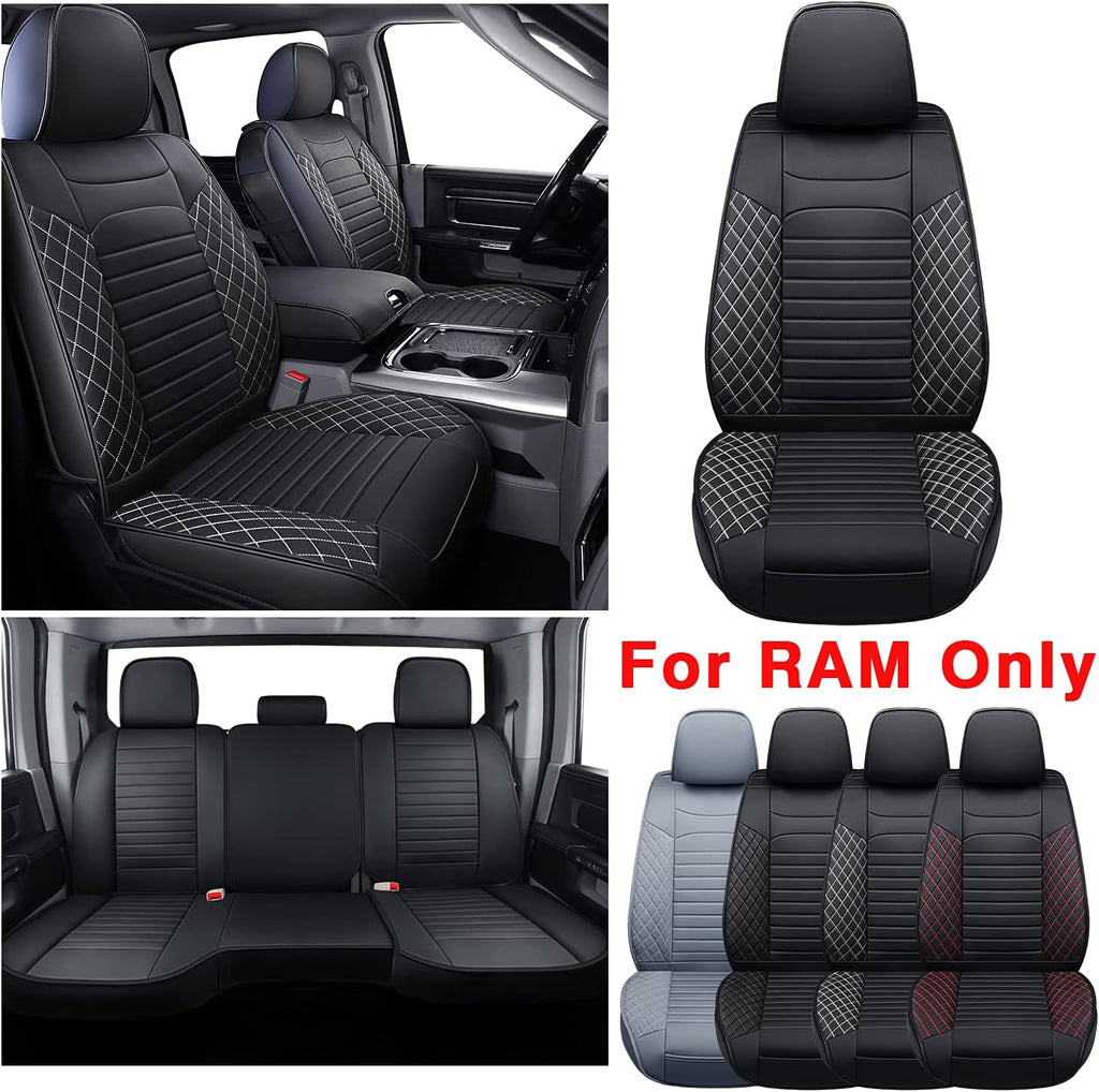 Black Waterproof Faux Leather Seat Covers Full Set X9515