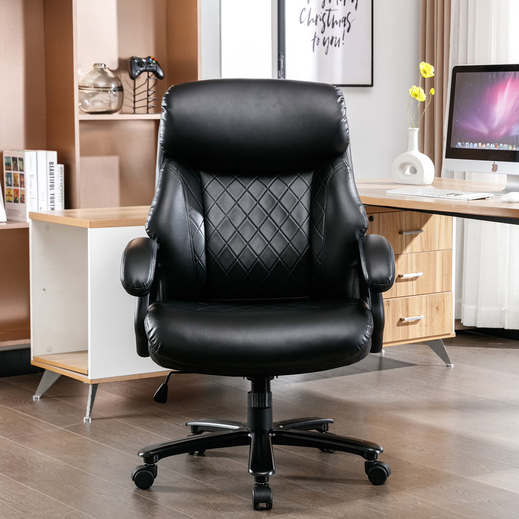 Heavy Duty High Back Ergonomic Leather Office Chair, Black F95383