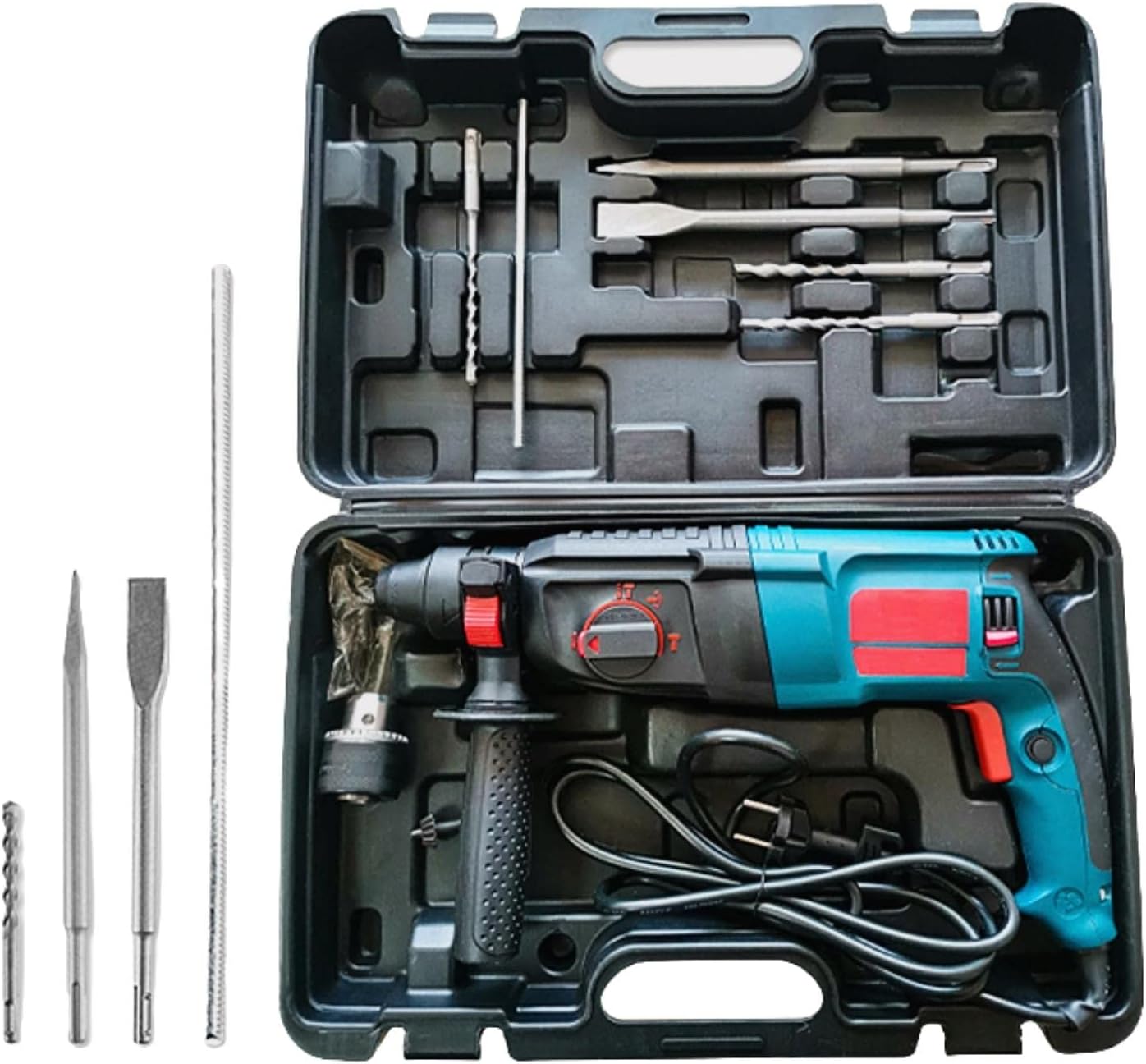 800W Corded SDS-Plus Rotary Hammer Drill with Carrying Case L188