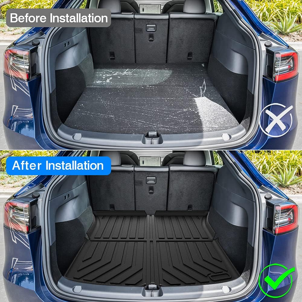 Custom Fit Car Cargo Mat for Tesla Model Y All Weather Cargo Liner Rear Trunk Liner Non-Slip TPO H2916