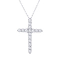 18K White Gold Over Silver Diamond Cross Pendant Necklace P69683