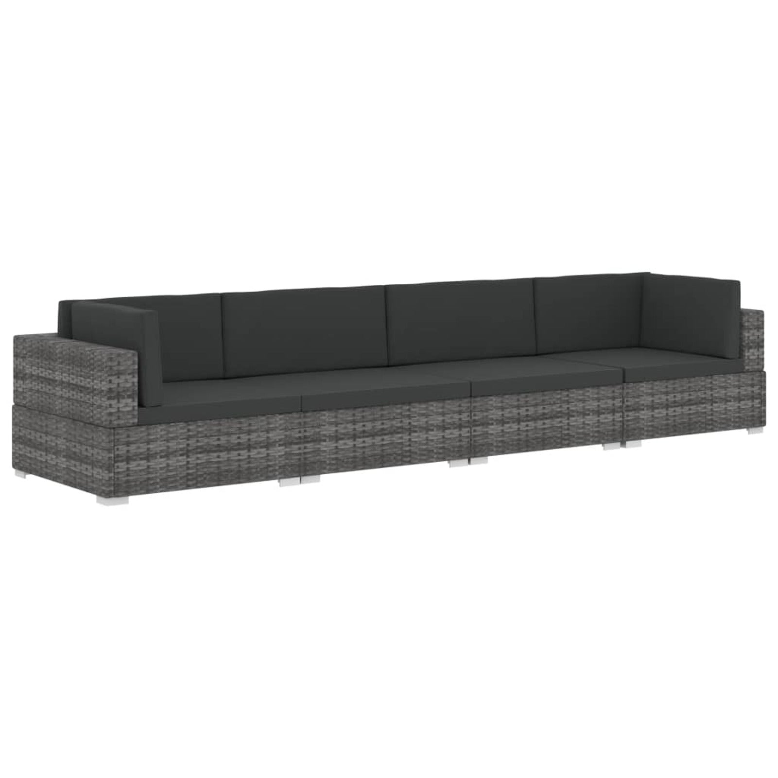 4 Piece Patio Sofa Set with Cushions Poly Rattan Gray A790