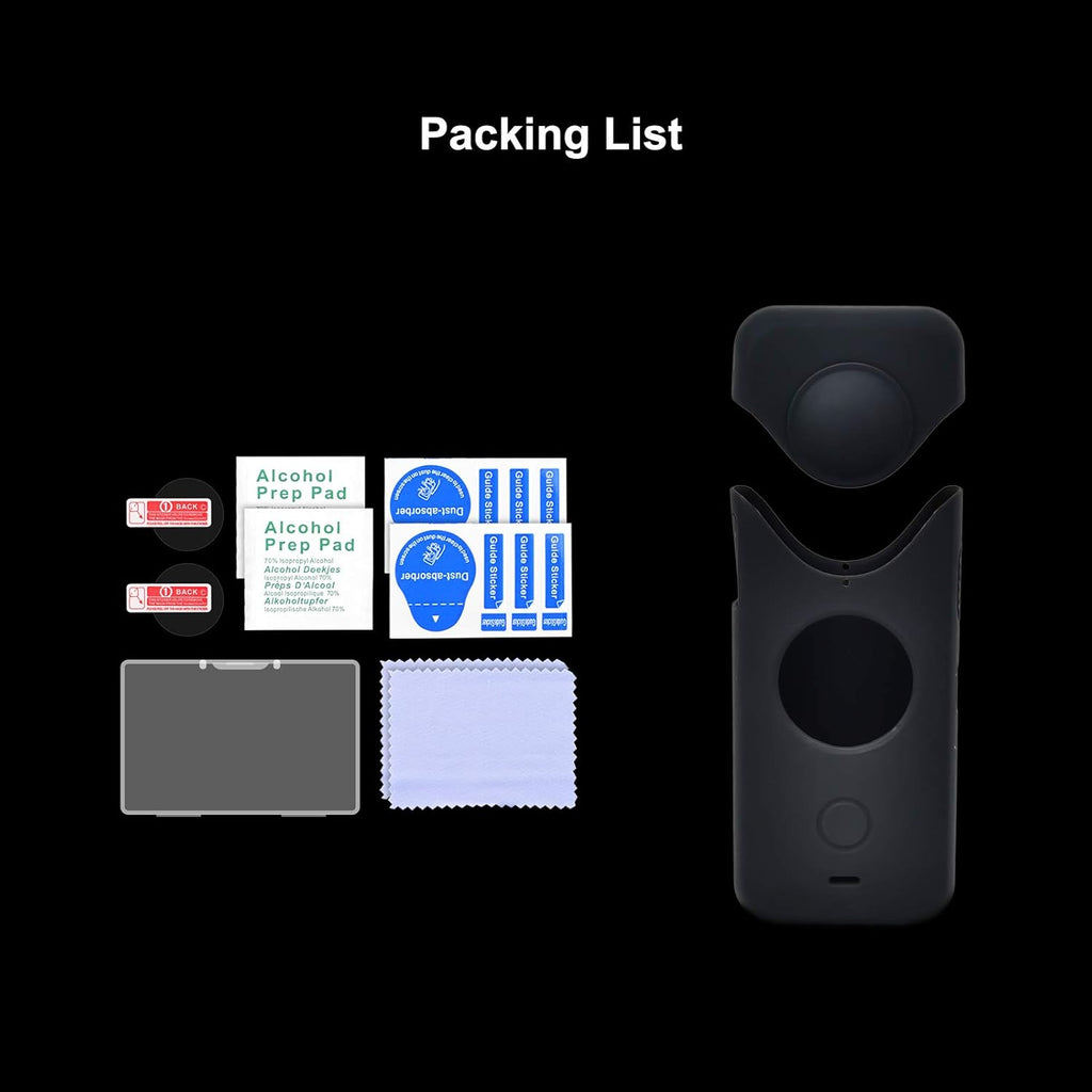 360 One X2 Protector Kit: Lens HD Tempered Glass Protective Film (2 Sets) + Silicone Protection Cover Pack of 2 C87754