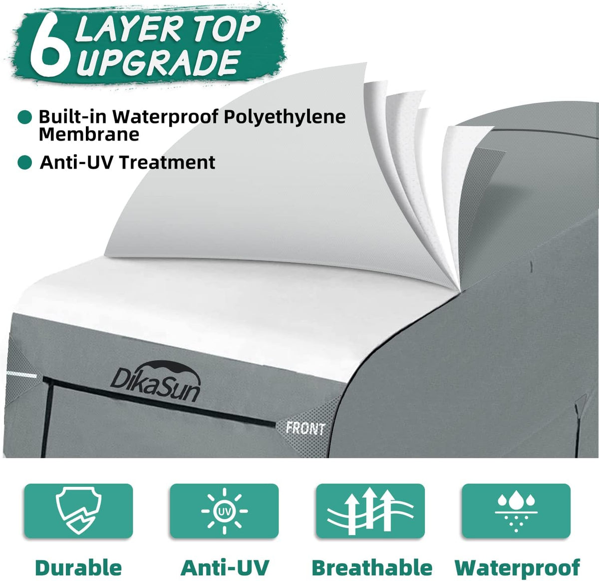 RV Cover for 37'-40' with 2Pcs Extra Straps & 6 Gutter Covers（Grey） O3151