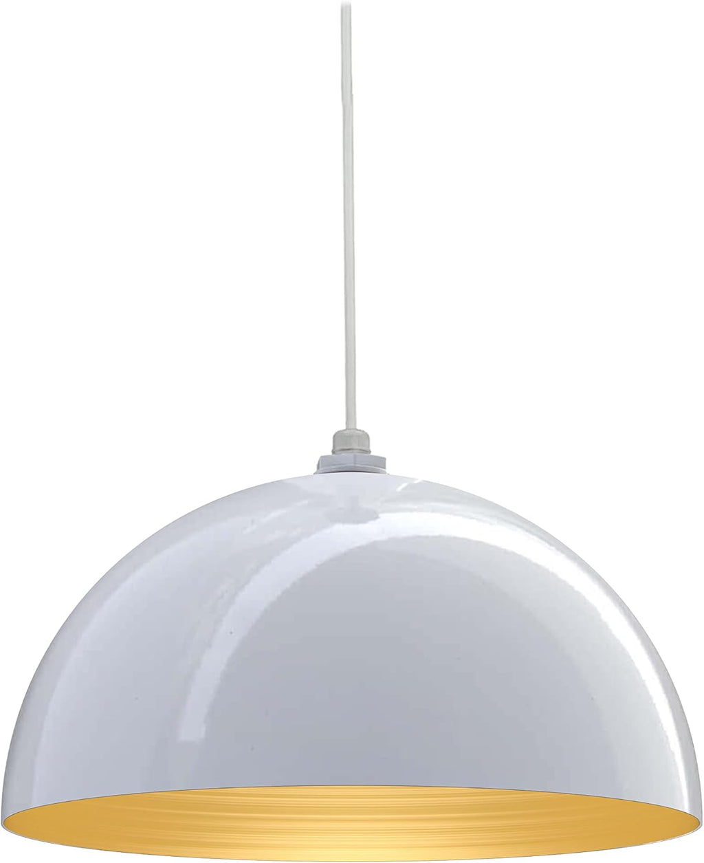Black Matte Exterior Brass Interior Round Dome Pendant Light E429