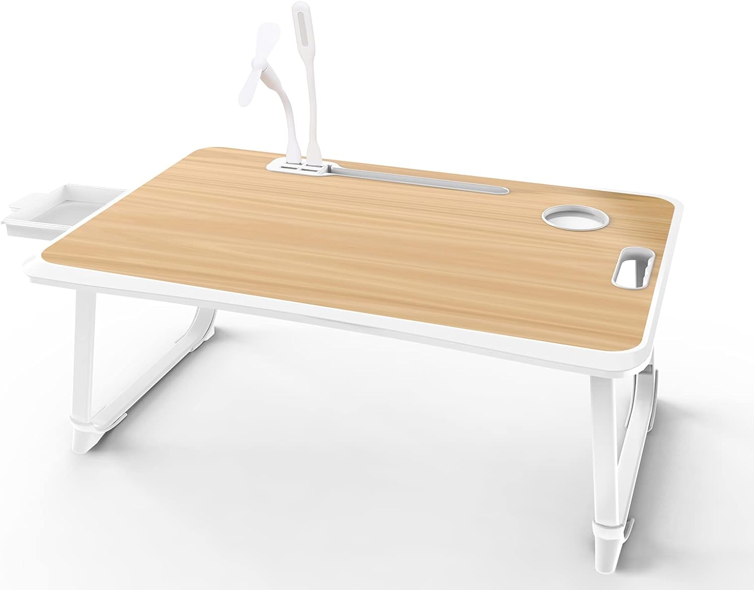 Gray Pack of 2 Laptop Bed Desk Tray with Foldable Legs Storage Drawer M7737